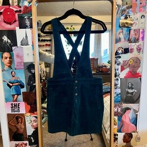 Teal Corduroy Overall Dress
